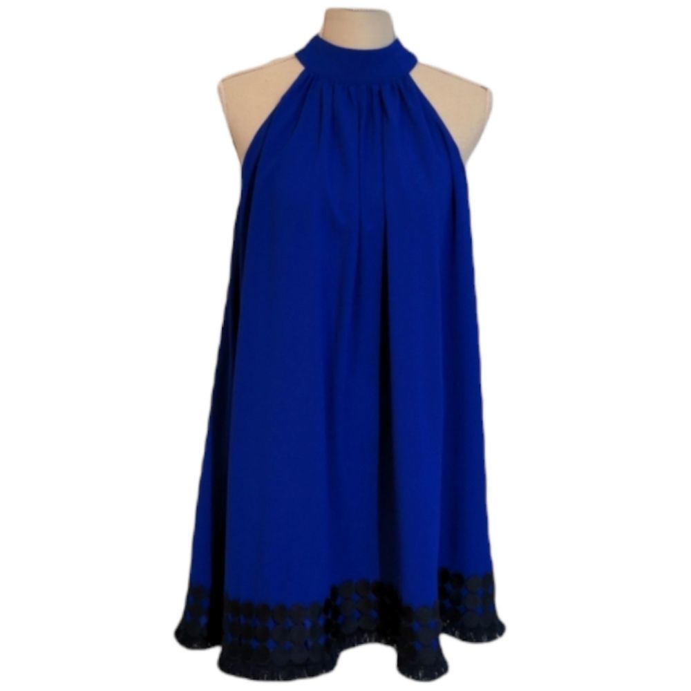 Belle Badgley Mischka Eli Halter Dress in Cobalt size 6 NWT
